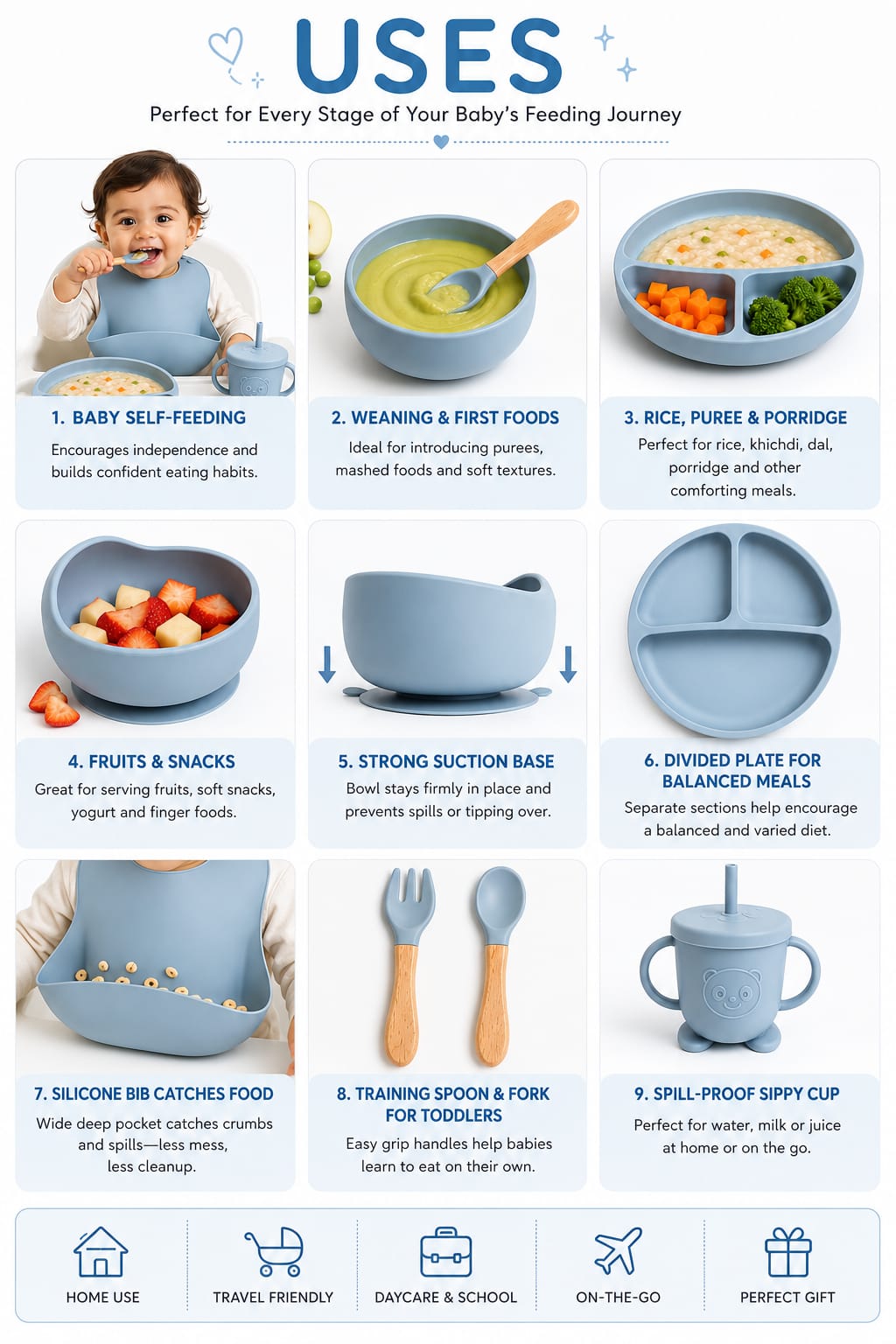 SILICONE BABY FEEDING SET